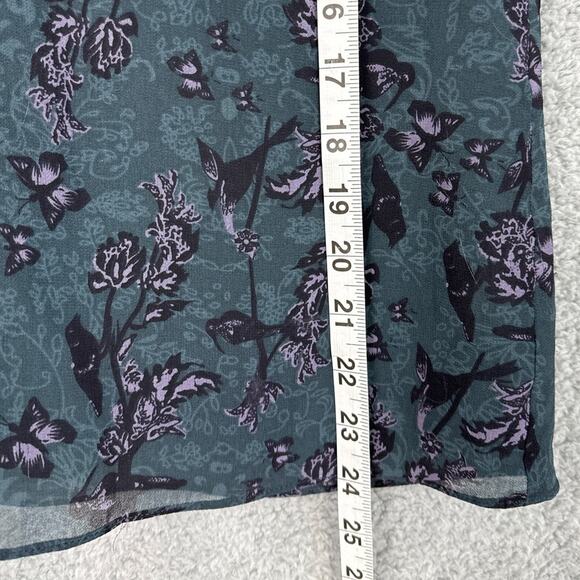 Cabi Evermore Flutter Sleeve Blouse Deep Teal Birds Butterfly Size S #3065 - Picture 6 of 9